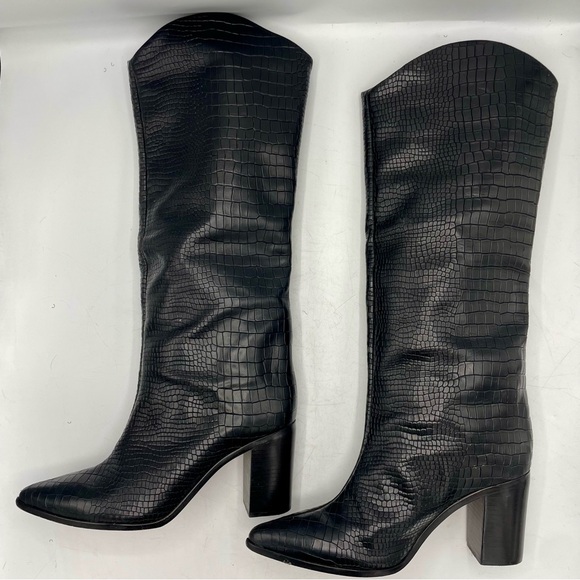 SHULTZ-Maryann’s black croc embossed boot with block heel - Picture 2 of 9